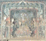 Niche with Buddhist trinity, Sui, Dunhuang